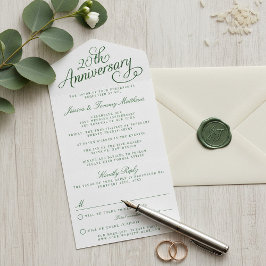 Invitación Todo En Uno 20.º Aniversario del Boda Esmeralda