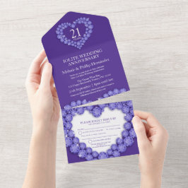 Invitación Todo En Uno 21 aniversario de boda iolita púrpura