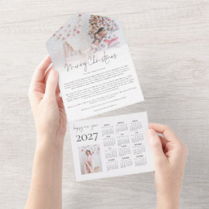 Invitación Todo En Uno 2 Foto Calendario 2027 Boletín de Navidad