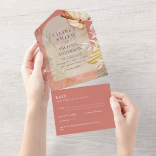 Invitación Todo En Uno 3 in1 Boho Pampas Boda de Grass Wedding RSVP