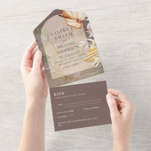 Invitación Todo En Uno 3 in1 Boho Pampas Boda de Grass Wedding RSVP