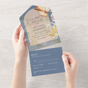 Invitación Todo En Uno 3 in1 Boho Pampas Boda de Grass Wedding RSVP