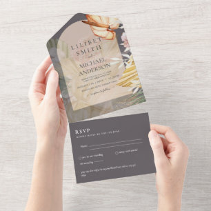 Invitación Todo En Uno 3 in1 Boho Pampas Boda de Grass Wedding RSVP