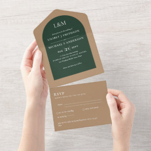 Invitación Todo En Uno 3in1 Tipografía negrita Boda simple mínima RSVP