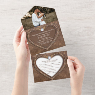 Invitación Todo En Uno 3rd leather wedding anniversary no envelope photo