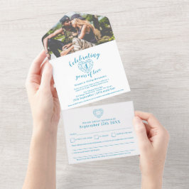 Invitación Todo En Uno 4º aniversario de bodas de topacio azul RSVP foto
