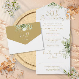 Invitación Todo En Uno 50.º aniversario Boda de la floral de la escritura