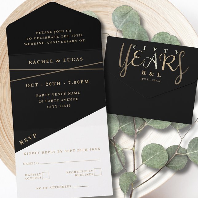 Invitación Todo En Uno 50.º Aniversario del Boda de Oro (Subido por el creador)