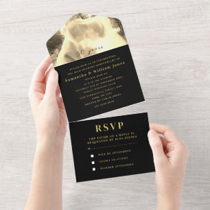 Invitación Todo En Uno 50.º Aniversario del Oro Foto Negra