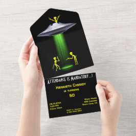 Invitación Todo En Uno 50.º cumpleaños 👽 Fiesta de secuestro de extranje
