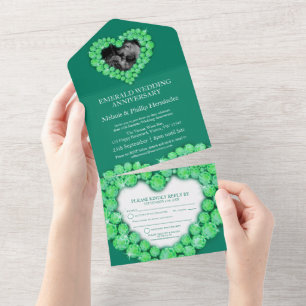 Invitación Todo En Uno 55.º boda esmeralda foto verde 
