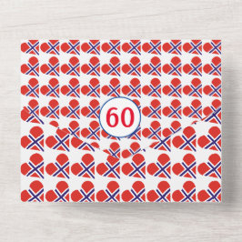 Invitación Todo En Uno 60.º cumpleaños bandera noruega del corazón roja