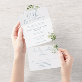 Invitación Todo En Uno 60th Wedding Anniversary Greenery Floral