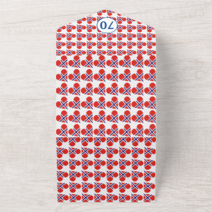 Invitación Todo En Uno 70.º cumpleaños bandera noruega del corazón azul