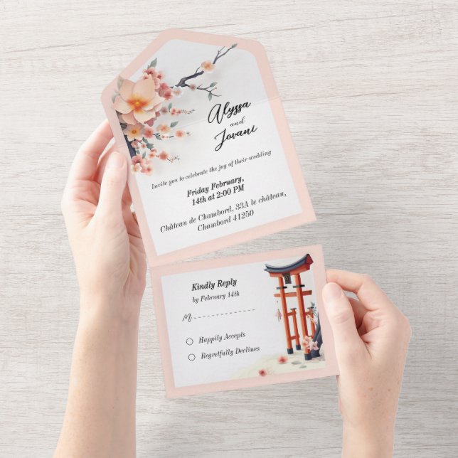 Invitación Todo En Uno A Love Blossoming Under the Cherry Trees (desgarro)