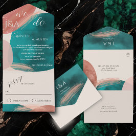 Invitación Todo En Uno Abstract Watercolor All in One Wedding Invite