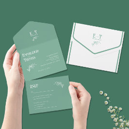 Invitación Todo En Uno Acapulco Green Simple Moderno Boda