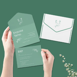 Invitación Todo En Uno Acapulco Green Simple Moderno Boda