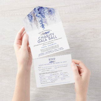 Invitación Todo En Uno Acto de gala de caridad de invierno azul acuático