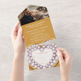 Invitación Todo En Uno Acto fiesta del aniversario del boda de Oro de 75 