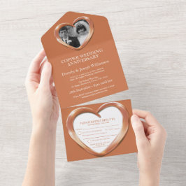 Invitación Todo En Uno Acto fiesta del aniversario del boda del cobre de 