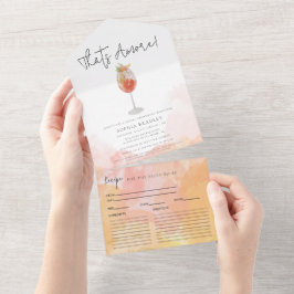 Invitación Todo En Uno Acuarela Aperol Spritz Eso Es Más Ducha Bridal