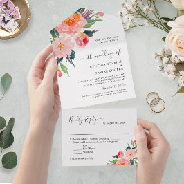Invitación Todo En Uno Acuarela caprichosa Boda floral botánica
