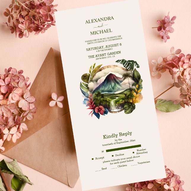 Invitación Todo En Uno Acuarela Costa Rica Boda de Destino Todo En O (Subido por el creador)