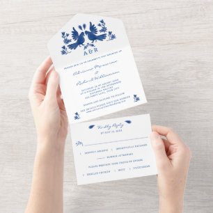 Invitación Todo En Uno Acuarela mexicana otomí todo en una boda invitada