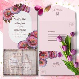 Invitación Todo En Uno Adormidera en flor | Elegante Boda de fotografía f