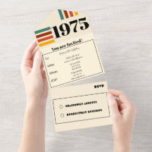 Afiche retro vintage de 1975 50 cumpleaños negro