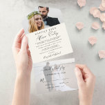 Invitación Todo En Uno Afortunadamente después de la recepción de la boda<br><div class="desc">Elegante color crema clara o invitación boda privada e invitación a la boda con una tarjeta postal RSVP desgarradora que proporciona una cómoda respuesta sin sobres de sus invitados. Este diseño presenta su foto en el flap interior superior, "Feliz eterno después del Fiesta" en una mezcla de tipografía simple y...</div>