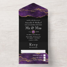 Agate Boda morado y dorado todo en una sola invita