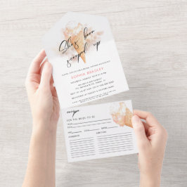 Invitación Todo En Uno Agua Hielo Rosado Crema Británica Ducha
