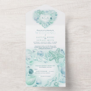 Invitación Todo En Uno Agua para cascos de agua de mar acuática para boda
