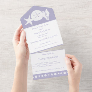 Invitación Todo En Uno Agujas marinas de verano en Lavender