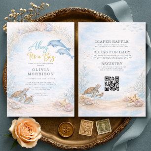 Invitación Todo en uno Ahoy es un niño Baby Shower