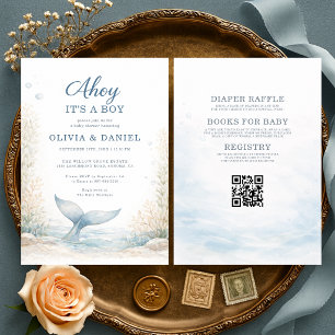 Invitación Todo en Uno Ahoy es un Niño Baby Shower de Pareja