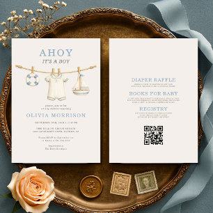 Invitación Todo en uno Ahoy es un niño Cumpleaños de bebe