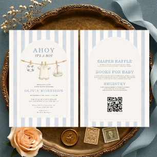Invitación Todo en Uno Ahoy Es un Niño Ropa de bebé Shower