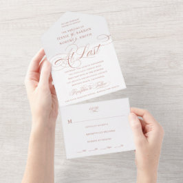 Invitación Todo En Uno Al último Rosa Boda de caligrafía de oro