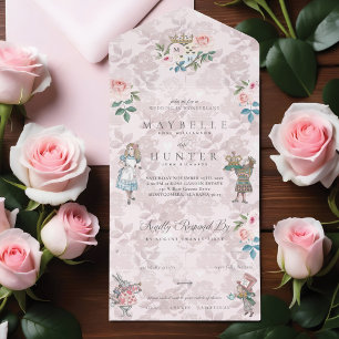 Invitación Todo En Uno Alicia de cuento de hadas en el libro de cuentos d