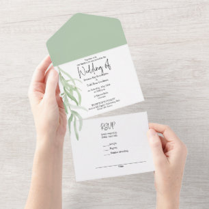 Invitación Todo En Uno All in One Wedding Invitan a la rama de color de a