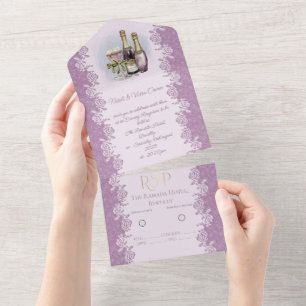 Invitación Todo En Uno All in One Wedding Invite personnalisée avec vin d