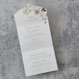 Invitación Todo En Uno ALYSSA Bebé En Bloom Diaper Raffle Beber Ducha