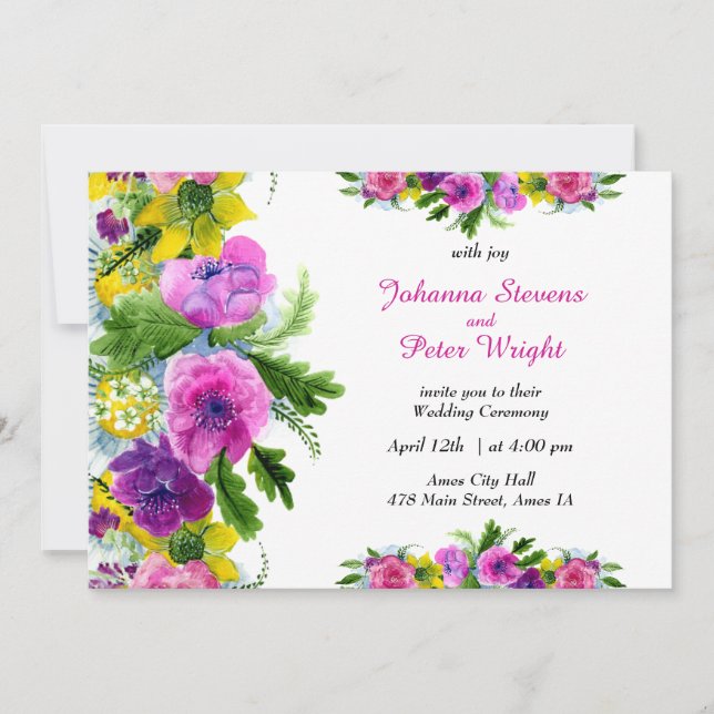 Invitación Todo en uno, amarillo, púrpura, fucsia... un alegr (Anverso)
