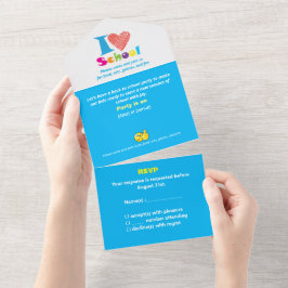 Invitación Todo En Uno Amo la escuela De vuelta a la escuela Caricatura G
