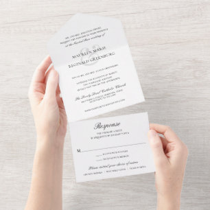 Invitación Todo En Uno Ampersar elegante y Boda formal tradicional