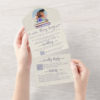 Invitación Todo En Uno Añadir libros de fotos y Boda de lavadora de color