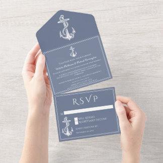 Invitación Todo En Uno Anclaje náutico azul turbio